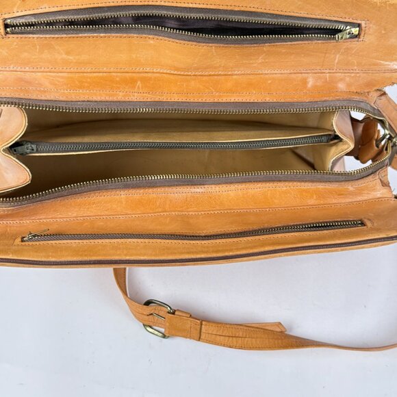 Hand Tooled Leather Crossbody Purse W/Eagle & Aztec Motif Boho Style Rustic Bag - Picture 6 of 10